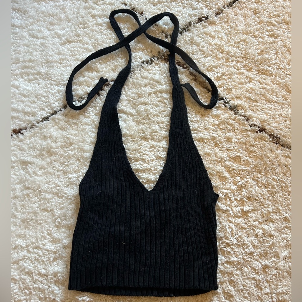 Black knit halter top